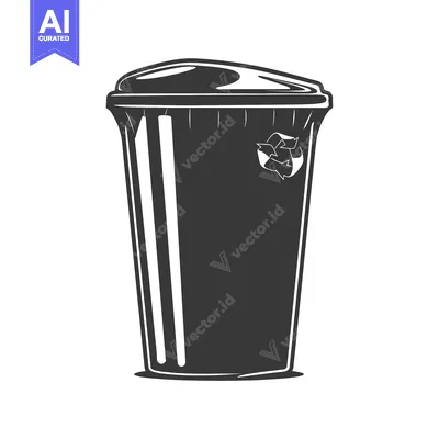 Aset desain premium: Black and White Illustration of a Recycling Bin