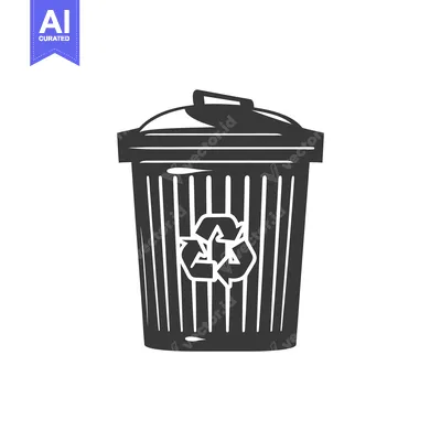 Premium design asset: Black and White Illustration of a Recycling Bin