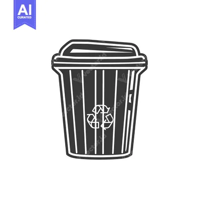 Popular premium asset: Black and white illustration of a recycling bin