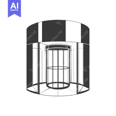 Aset desain premium: Black and White Illustration of a Revolving Door