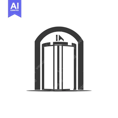 Premium design asset: Black and White Illustration of a Revolving Door