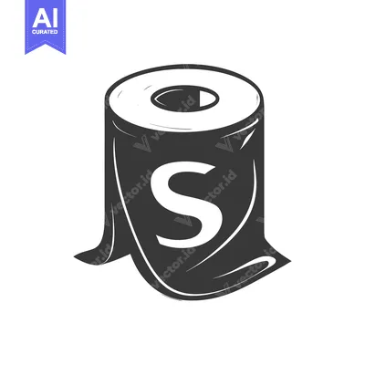 Aset premium populer: Black and White Illustration of a Roll of Paper with the Letter S