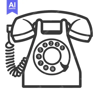 Premium design asset: Black and White Illustration of a Rotary Phone