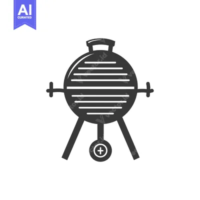 Black and White Illustration of a Round Grill