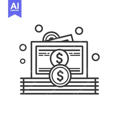 Aset desain premium: Black and White Illustration of a Safe with Dollar Coins and Bills