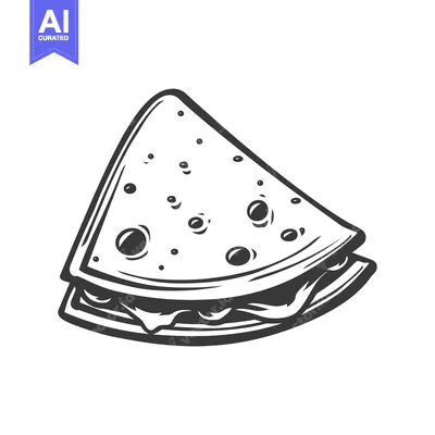 Black and White Illustration of a Sandwich Cut in Half