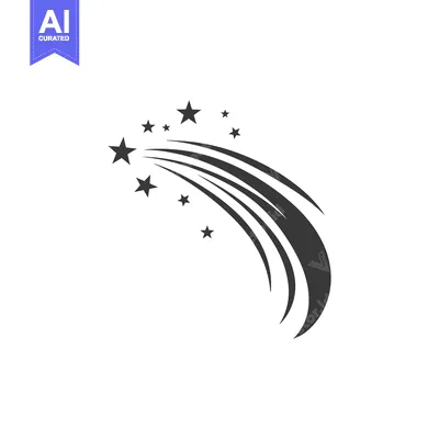 Popular premium asset: Black and White Illustration of a Shooting Star with Multiple Stars