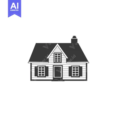 Aset premium populer: Black and White Illustration of a Simple House with a Chimney