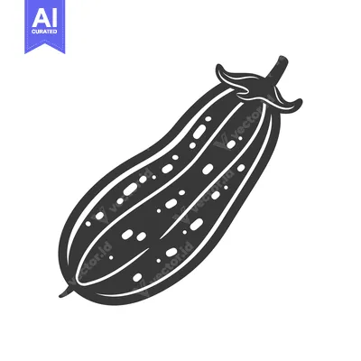 Aset desain premium: Black and White Illustration of a Single Cucumber
