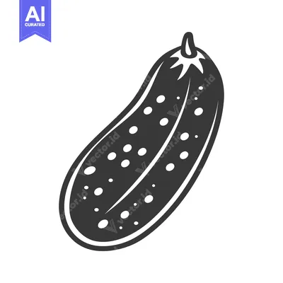 Premium design asset: Black and White Illustration of a Single Cucumber