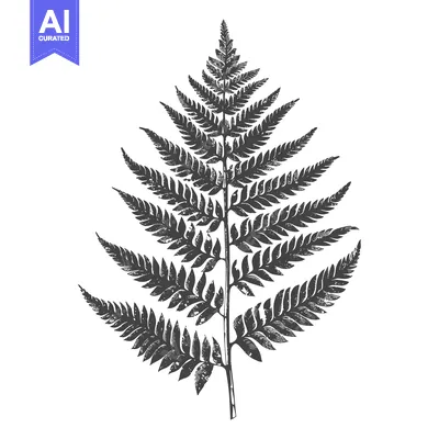Popular premium asset: Black and White Illustration of a Single Fern Branch