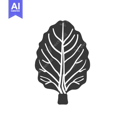 Premium design asset: Black and white illustration of a single leaf