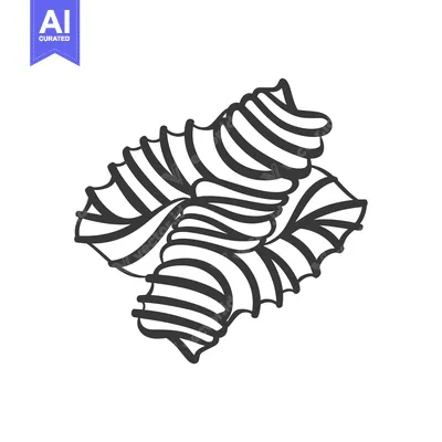 Premium design asset: Black and White Illustration of a Single Serving of Rotini Pasta