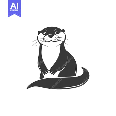 Popular premium asset: Black and White Illustration of a Sitting Otter
