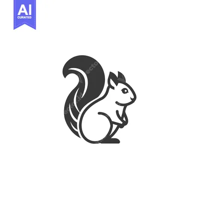 Premium design asset: Black and White Illustration of a Sitting Squirrel