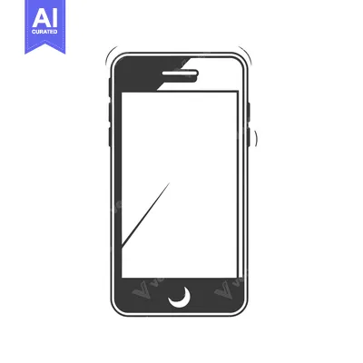 Aset premium populer: Black and white illustration of a smartphone with a crescent moon icon