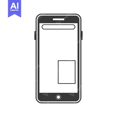 Aset desain premium: Black and White Illustration of a Smartphone with a Rectangular Placeh