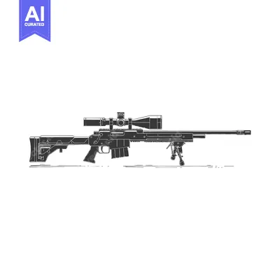 Aset premium populer: Black and White Illustration of a Sniper Rifle with Scope and Bipod