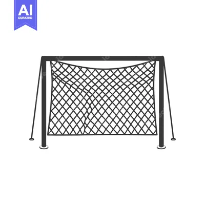 Aset premium populer: Black and white illustration of a soccer goal with a net