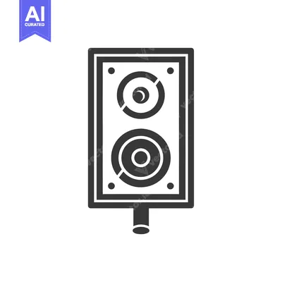 Aset desain premium: Black and White Illustration of a Speaker with Two Circular Speakers