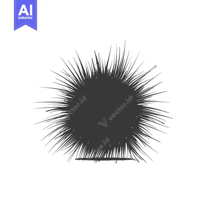 Aset desain premium: Black and White Illustration of a Spiky Sea Urchin