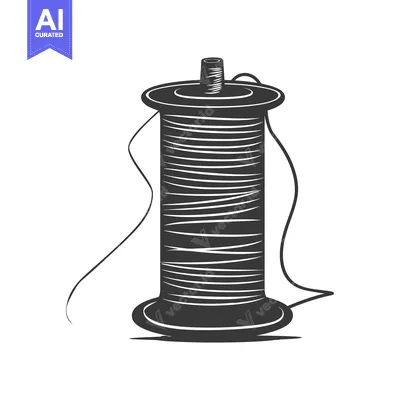 Black and White Illustration of a Spool of Thread