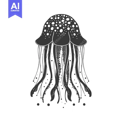 Aset premium populer: Black and White Illustration of a Spotted Jellyfish