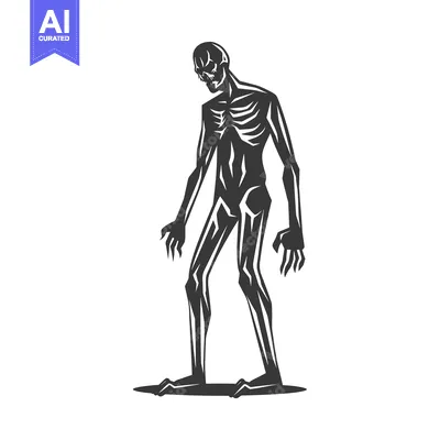 Popular premium asset: Black and White Illustration of a Standing Skeleton