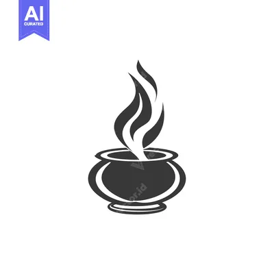Premium design asset: Black and White Illustration of a Steaming Cauldron
