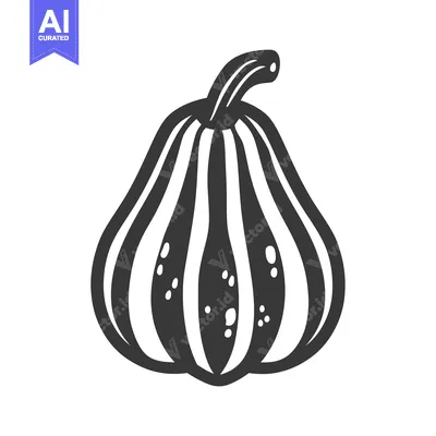 Aset premium populer: Black and White Illustration of a Striped Pumpkin