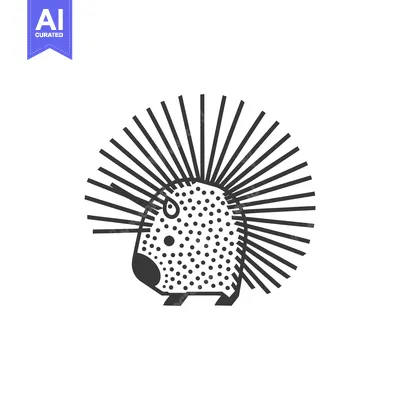 Aset premium populer: Black and white illustration of a stylized porcupine