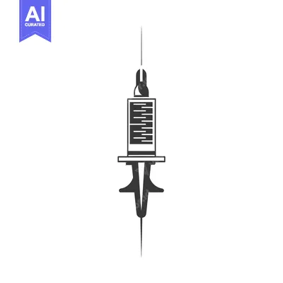Premium design asset: Black and White Illustration of a Syringe