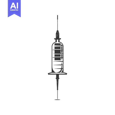 Aset premium populer: Black and white illustration of a syringe with a needle
