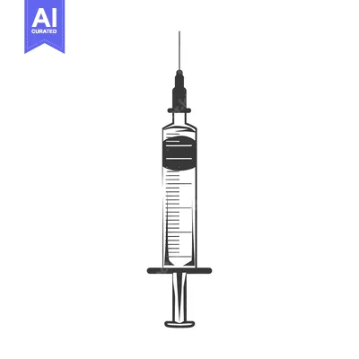 Aset desain premium: Black and White Illustration of a Syringe with a Needle