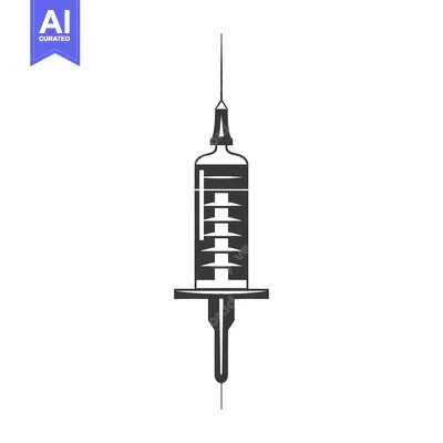 Aset premium populer: Black and white illustration of a syringe with a needle