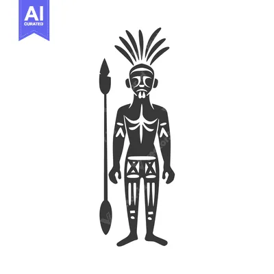 Popular premium asset: Black and White Illustration of a Tribal Warrior with a Spear