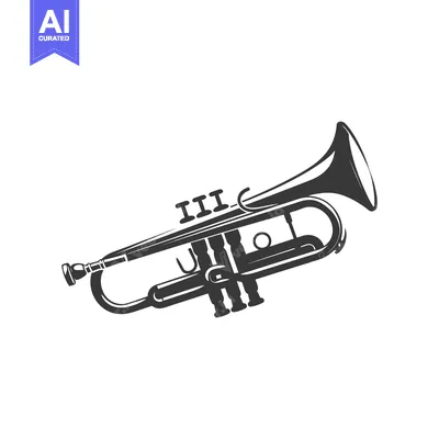 Premium design asset: Black and White Illustration of a Trumpet