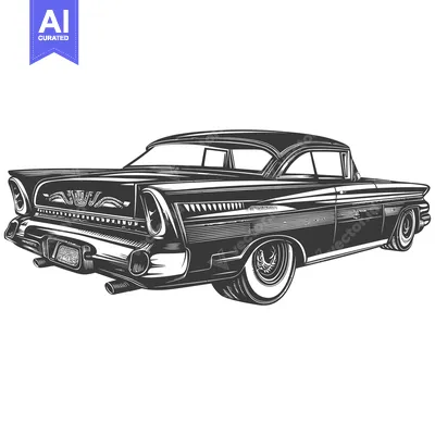 Premium design asset: Black and White Illustration of a Vintage Car's Rear End