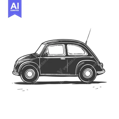 Aset premium populer: Black and white illustration of a vintage car with an antenna