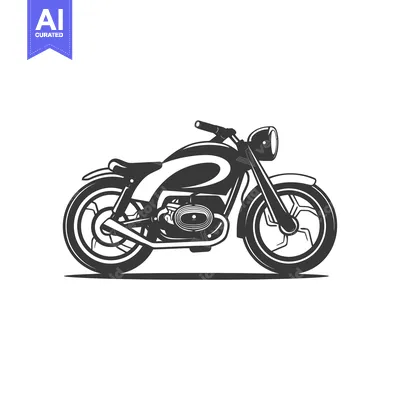 Aset desain premium: Black and white illustration of a vintage motorcycle