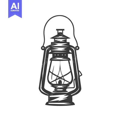 Aset premium populer: Black and White Illustration of a Vintage Oil Lamp