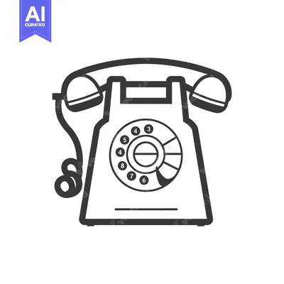 Popular premium asset: Black and White Illustration of a Vintage Rotary Phone
