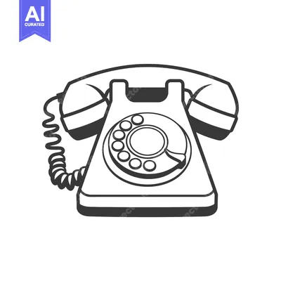 Popular premium asset: Black and White Illustration of a Vintage Rotary Phone