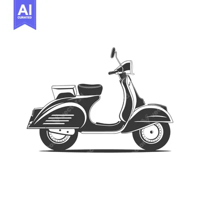 Aset premium populer: Black and White Illustration of a Vintage Scooter