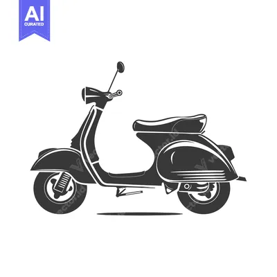 Aset premium populer: Black and White Illustration of a Vintage Scooter