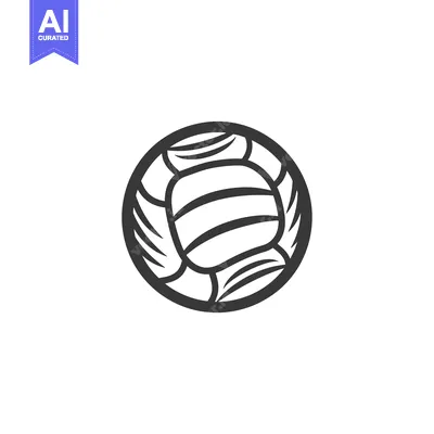 Aset desain premium: Black and white illustration of a volleyball