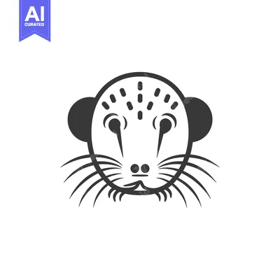 Aset premium populer: Black and White Illustration of a Weasel's Face