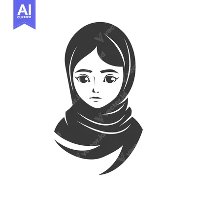 Popular premium asset: Black and White Illustration of a Woman in a Hijab
