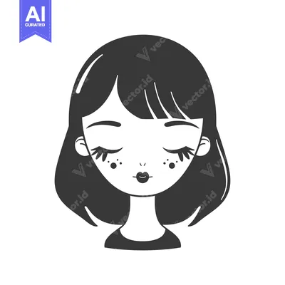 Premium design asset: Black and White Illustration of a Woman's Face with Closed Eyes