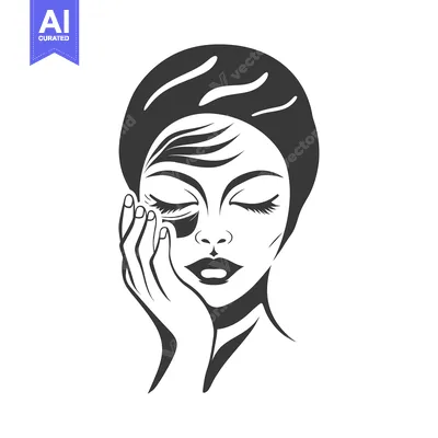 Popular premium asset: Black and White Illustration of a Woman's Face with Closed Eyes
